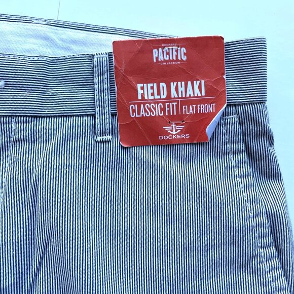 Dockers Pacific Field Khaki Classic Fit Flat Front Pants 30x30 Striped Casual - Picture 3 of 12